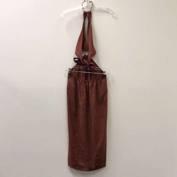 WEWOREWHAT Shell Chain Halter Midi Dress in Cappuccino - Picture 6 of 6